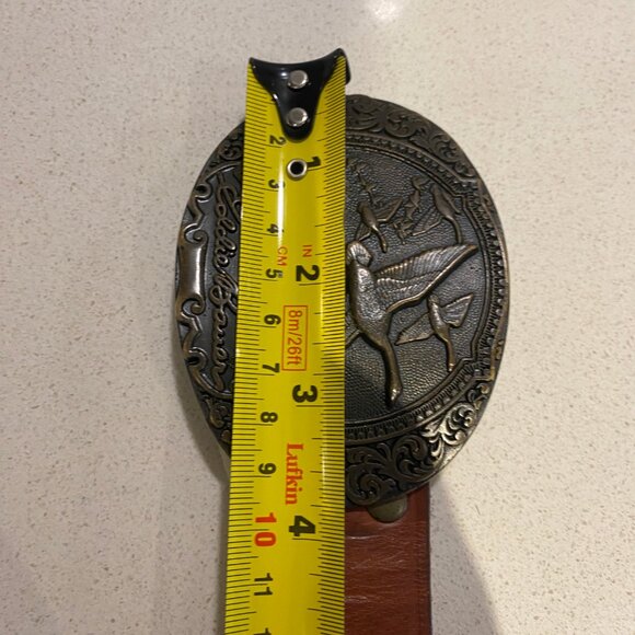 Eddie Bauer leather Belt with buckle (Canada Goose design) size 38 - Picture 12 of 14